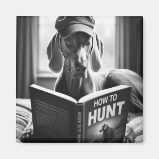 Grappige Weimaraner die een boek leest over hoe te Magneet