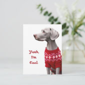 Grappige Weimaraner in Kersttrui Feestdagenkaart (Staand voorkant)