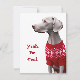 Grappige Weimaraner in Kersttrui Feestdagenkaart
