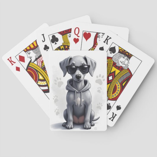 Grappige Weimaraner Kawaii Hond Pokerkaarten (Achterkant)