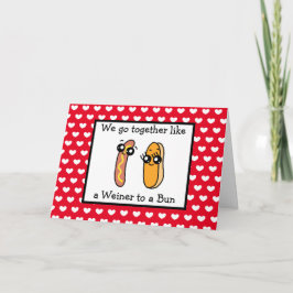 Grappige Weiner en Broodje Eten Grappen Valentijns Kaart