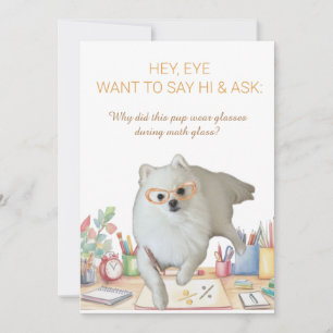 Grappige wenskaart met puns over een pup feestdagenkaart
