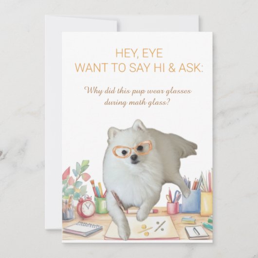 Grappige wenskaart met puns over een pup feestdagenkaart (Voorkant)