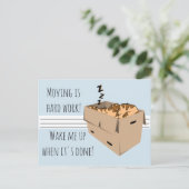 Grappige "We're Moving" Cat Nieuwe Adres Aankondig Aankondigingskaart (Staand voorkant)