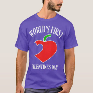Grappige wereld eerste Valentijnsdag 80s nostalgie T-shirt