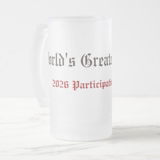 Grappige 'Werelds Beste Vader' Deelnemersprijs Matglas Bierpul (Voorkant links)