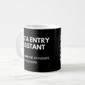 Grappige werkdefinitie voor data-entry-assistent koffiemok (Voorkant links)