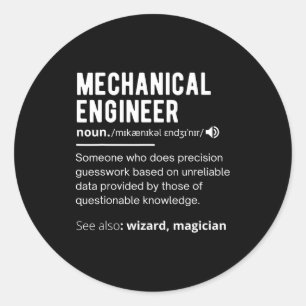 Grappige werktuigbouwkundig ingenieur definitie en ronde sticker
