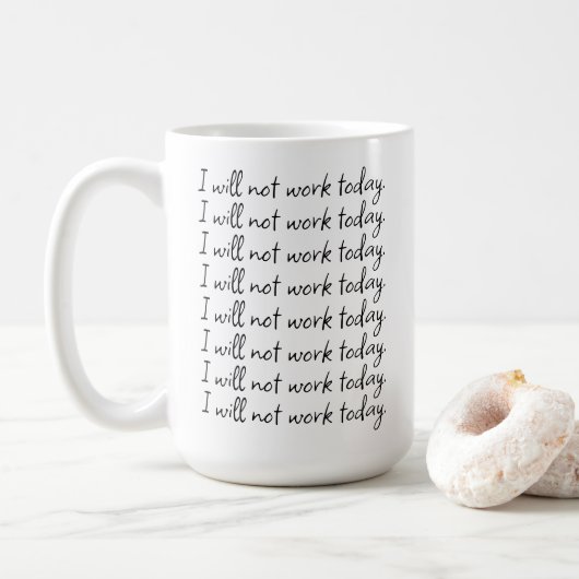 Grappige werkverslaafde herinnering om een dag vri koffiemok (Met donut)