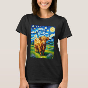 Grappige West Highland Koe Nacht Kunst Bekende Sch T-shirt