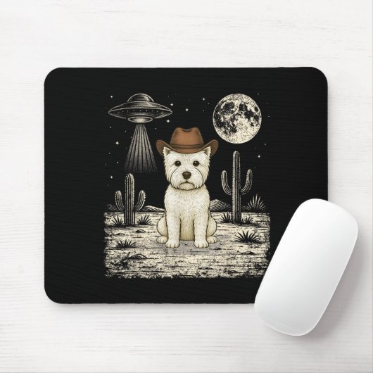 Grappige West Highland White Terrier Cowboy Wester Muismat (Met muis)