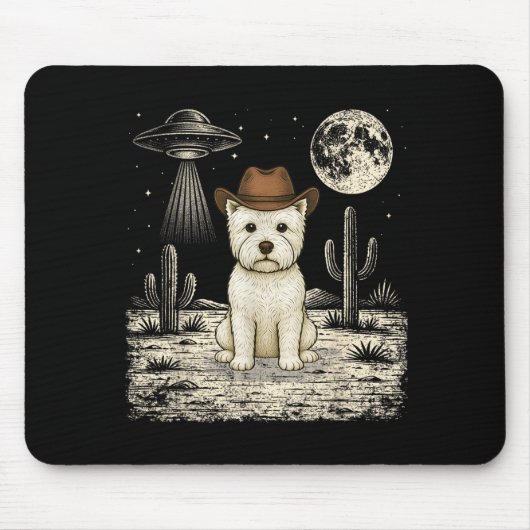 Grappige West Highland White Terrier Cowboy Wester Muismat (Voorkant)