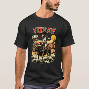 Grappige Western Country Music Stier Gitaar Cowgir T-shirt