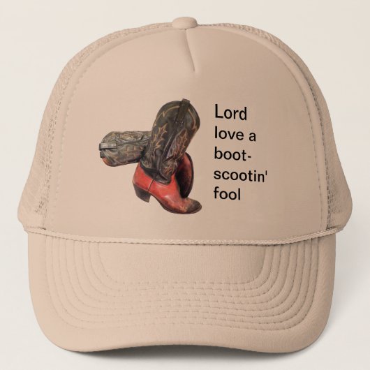 Grappige western cowboy laars scoot trucker pet (Voorkant)