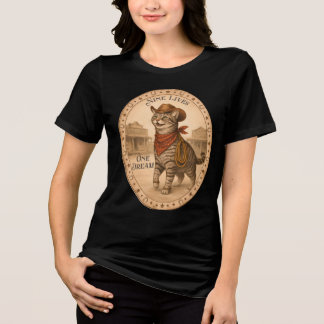 Grappige western cowboyhoed kat negen levens één d Tri-Blend shirt