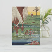 Grappige Westerne Horse Ranch Lodge bruiloft Kaart (Staand voorkant)