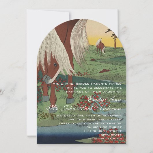 Grappige Westerne Horse Ranch Lodge bruiloft Kaart (Voorkant)