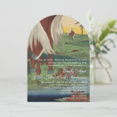 Grappige Westerne Horse Ranch Lodge bruiloft Kaart (Staand voorkant)