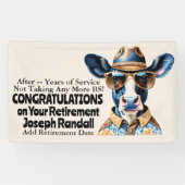 Grappige Westerne Koe Retirement Party Geen BS mee Spandoek (Horizontaal)