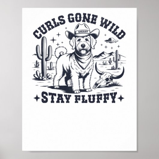 Grappige Westerne Labradoodle Sticker Poster (Voorkant)