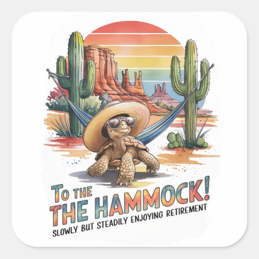 Grappige Westerne pensioenpartij Vierkante Sticker (Voorkant)