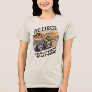 Grappige Westerne pensionering schildpad Biker Fre Tri-Blend Shirt
