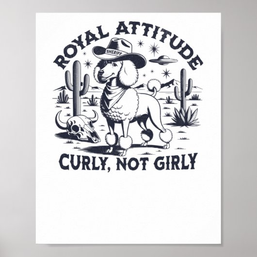 Grappige Westerne Poedel Sticker Poster (Voorkant)