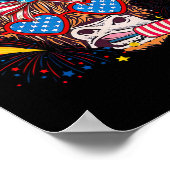 Grappige westerse Amerikaanse koe 4 juli 1 Poster (Hoek)