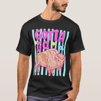 Grappige westerse bizon moet naar buffel rodeo zom t-shirt