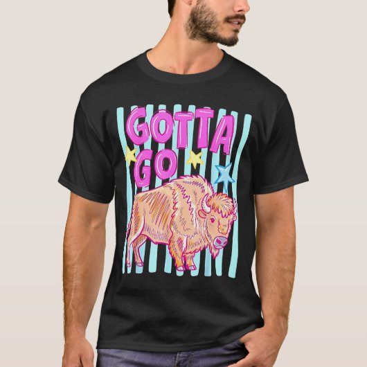 Grappige westerse bizon moet naar buffel rodeo zom t-shirt (Voorkant)