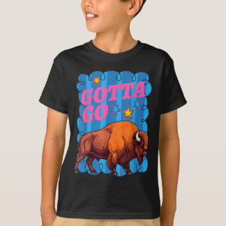 Grappige westerse bizon moet naar buffel rodeo zom t-shirt