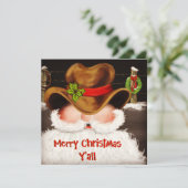 Grappige Westerse Cowboy Hoed Kerstman Kerstmis Feestdagenkaart (Staand voorkant)
