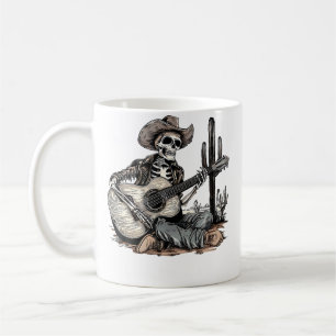 Grappige Westerse Skelet Cowboy Gitaar Spelend Tel Koffiemok