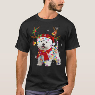 Grappige Westie Kerst T-shirt Rendier Kerstverlich