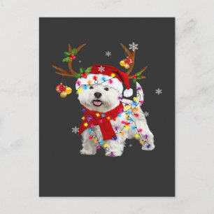 Grappige Westie Kerst T-shirt Rendier Kerstverlich Briefkaart