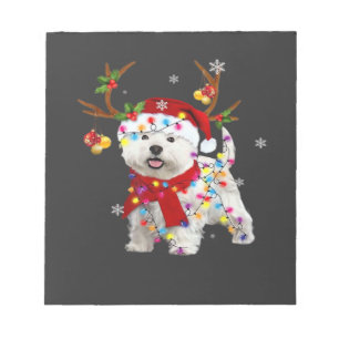 Grappige Westie Kerst T-shirt Rendier Kerstverlich Notitieblok