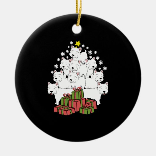 Grappige Westie Kerstboom Kerstmis Keramisch Ornament (Voorkant)