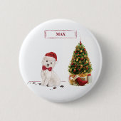 Grappige Westie Kersthond met Kerstboom Ronde Button 5,7 Cm (Voorkant)