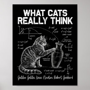 Grappige Wetenschap Kat Natuurkunde Docent Wat Kat Poster