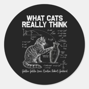 Grappige Wetenschap Kat Natuurkunde Leraar Wat Kat Ronde Sticker