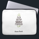 Grappige Wetenschap Student Gepersonaliseerde Scho Laptop Sleeve<br><div class="desc">Dit grappige "Eat Sleep Science Repeat"-ontwerp is perfect voor studenten van alle graden! Kan worden gepersonaliseerd met de naam van uw kind. Ideaal voor Terug naar schoolcadeau,  cadeau van de verjaardag van het Kind en andere feestdagen cadeaus.</div>
