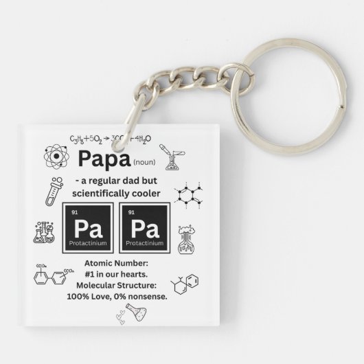Grappige Wetenschap Vaderdag PaPa Sleutelhanger (Achterkant)