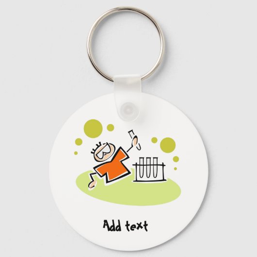 Grappige wetenschapper cartoon gepersonaliseerd sleutelhanger (Voorkant)