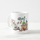  grappige wetenschapper met waarschuwing koffiemok (Voorkant links)