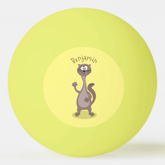 Grappige wezel cartoon illustratie pingpongbal (Voorkant)