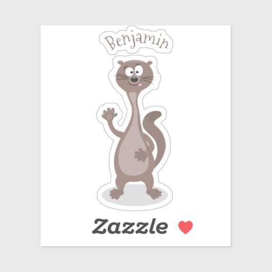 Grappige wezel cartoon illustratie sticker (Vel)