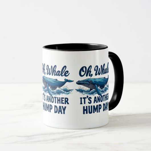 Grappige Whale Pun "Oh Whale" Hump Day Design Mok (Voorkant rechts)