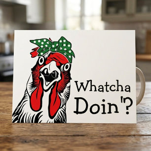 Grappige Whatcha Doin Kip Groene Bandana  Briefkaart