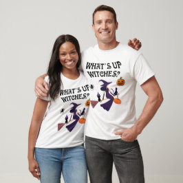 Grappige What's Up Heksen Halloween Heks en kat T-shirt
