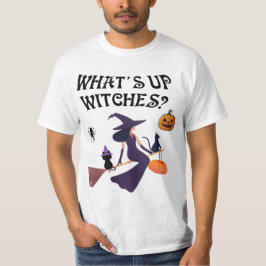 Grappige What's Up Heksen Halloween Heks en kat T-shirt